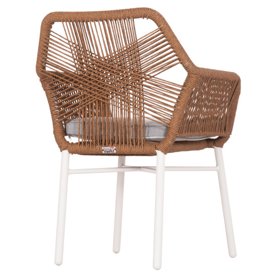 Πολυθρονα topin hm6048.11 αλουμινιο λευκο-p.e. rattan μπεζ 59x63x81υεκ **
