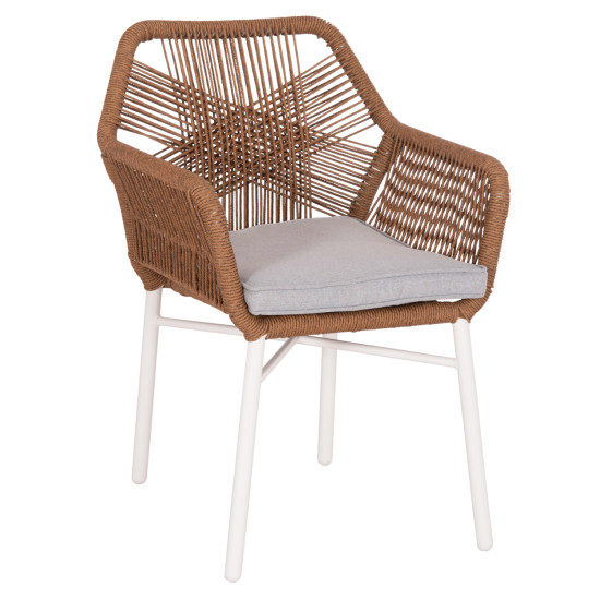 Πολυθρονα topin hm6048.11 αλουμινιο λευκο-p.e. rattan μπεζ 59x63x81υεκ **