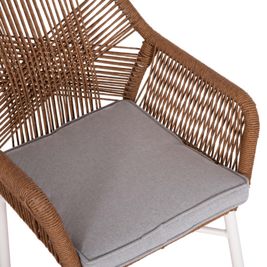 Πολυθρονα topin hm6048.11 αλουμινιο λευκο-p.e. rattan μπεζ 59x63x81υεκ **