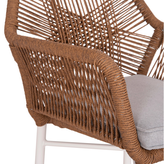 Πολυθρονα topin hm6048.11 αλουμινιο λευκο-p.e. rattan μπεζ 59x63x81υεκ **