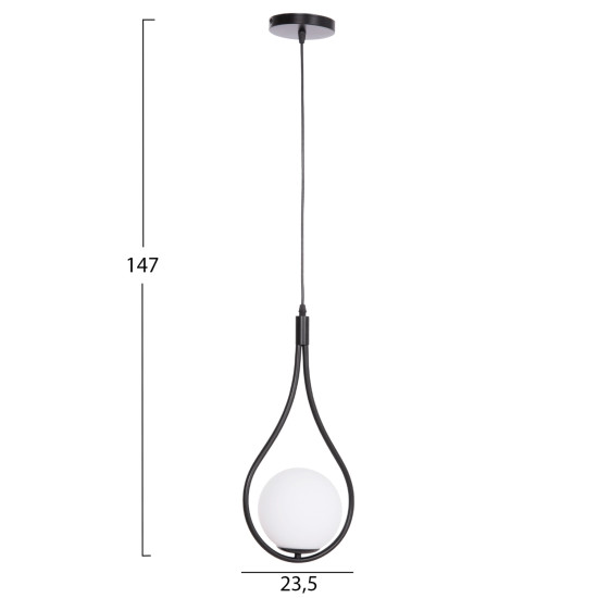 Φωτιστικο οροφησ droplet hm7503.11 μεταλλο σε μαυρο-λευκοσ γλομποσ 23,5x12x147υεκ. **