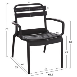 Πολυθρονα σαλονιου πολυπροπυλενιου korver hm6333.02 μαυρη 63.5x65x76υεκ. ** Πολυθρονα σαλονιου πολυπροπυλενιου korver hm6333.02 μαυρη 63.5x65x76υεκ. **