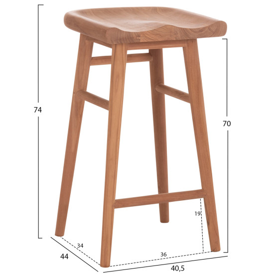 Σκαμπο μπαρ bolmar hm18108 ξυλο τεακ σε φυσικο 40.5x44x74υεκ. **