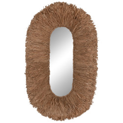 Καθρεπτησ τοιχου οβαλ hm4711 πλαισιο ινεσ σιζαλ σε χρωμα φυσικο 95x60x15(πάχος)εκ. **