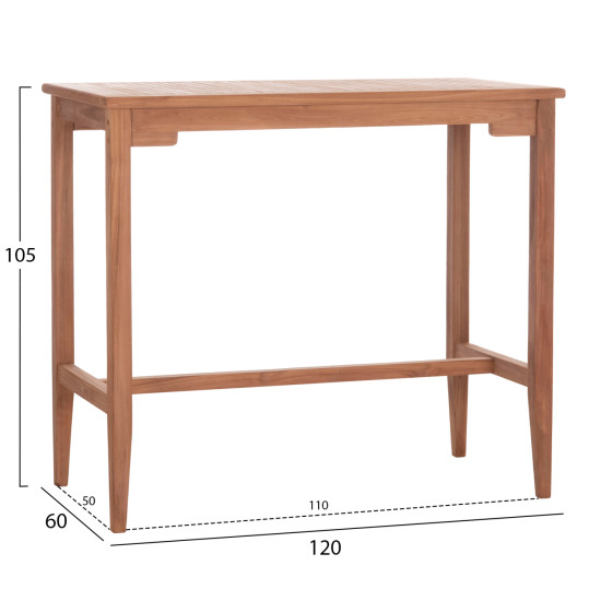 Τραπεζι μπαρ cranston hm18111 ξυλο τεακ--φυσικο χρωμα 120x60x105υεκ. **