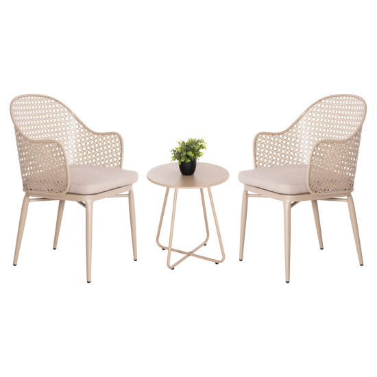 Σετ lounge 3tmx εξ.χωρου orego hm21107.03 αλουμινιο & μεταλλο σε καπουτσινο **