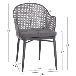 Σετ lounge 3tmx εξ.χωρου orego hm21106.01 αλουμινιο σε σκουρο γκρι **