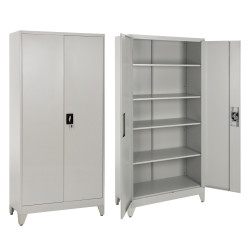 WARDROBE METALLIC DURON HM12001 2-LEAF WITH 5 STORAGE SPACES & LEGS-GREY 90Χ40Χ190Hcm. **