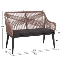 Καναπεσ 2θεσιοσ myrtia hm5550.12 aλουμινιο ανθρακι--μπεζ teslin σχοινι 123x61x90υεκ. ** Καναπεσ 2θεσιοσ myrtia hm5550.12 aλουμινιο ανθρακι--μπεζ teslin σχοινι 123x61x90υεκ. **