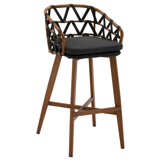 Σκαμπο μπαρ αλουμινιου ricko hm5781.11 καφε σκελετοσ--ανθρακι strap 56x59x102υεκ. ** Σκαμπο μπαρ αλουμινιου ricko hm5781.11 καφε σκελετοσ--ανθρακι strap 56x59x102υεκ. **