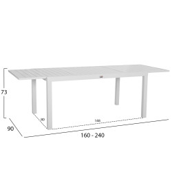Τραπεζι επεκτεινομενο krum hm6277.01 αλουμινιο λευκο 160-240x90x73υεκ. **