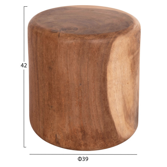 Σκαμπο στρογγυλο tobi hm9791.11 μασιφ ξυλο suar--φυσικο φ39x42υεκ. **