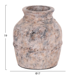 Διακοσμητικο επιτραπεζιο βαζο vermo hm4395 τερακοτα σε γκρι φ17x19υεκ. **