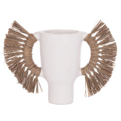 Επιτραπεζιο διακοσμητικο βαζο alica hm4668.02l λευκη τερακοτα & grass--64x22x38υεκ **