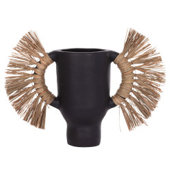 Επιτραπεζιο διακοσμητικο βαζο alica hm4668.01s μαυρη τερακοτα & grass--55x19x34υεκ **