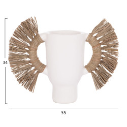 Επιτραπεζιο διακοσμητικο βαζο alica hm4668.02s λευκη τερακοτα & grass--55x19x34υεκ ** Επιτραπεζιο διακοσμητικο βαζο alica hm4668.02s λευκη τερακοτα & grass--55x19x34υεκ **