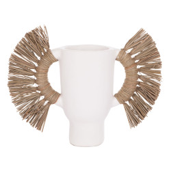 Επιτραπεζιο διακοσμητικο βαζο alica hm4668.02s λευκη τερακοτα & grass--55x19x34υεκ **