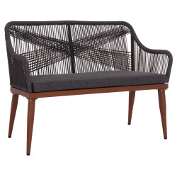 Καναπεσ 2θεσιοσ myrtia hm5550.11 aλουμινιο καφε--ανθρακι p.e. σχοινι 123x61x90υεκ **