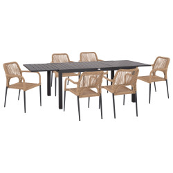 Σετ τραπεζαριασ εξ.χωρου 7τμχ krum hm21150 σκουρο γκρι αλουμινιο-p.e.twisted rattan **