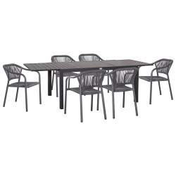 Σετ τραπεζαριασ εξ.χωρου 7τμχ krum hm21153 σκουρο γκρι αλουμινιο-p.e.twisted rattan **