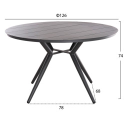 Σετ τραπεζαριασ εξωτ. χωρου 5τμχ berg hm21134 σκουρο γκρι αλουμινιο--p.e.rattan **