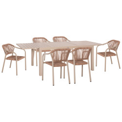 Σετ τραπεζαριασ εξ.χωρου 7τμχ krum hm21159 μοκα αλουμινιο--p.e.rattan **