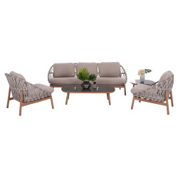 Σετ σαλονι εξ.χωρου 5τμχ krom hm6360.02 αλουμινιο--σχοινι strap--3d printed γυαλι ** Σετ σαλονι εξ.χωρου 5τμχ krom hm6360.02 αλουμινιο--σχοινι strap--3d printed γυαλι **