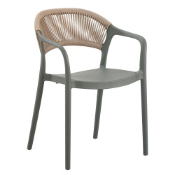 Πολυθρονα πολυπροπυλενιου eva hm6155.05 olive green--p.p. μπεζ σχοινι 56,5x53x80υεκ. **