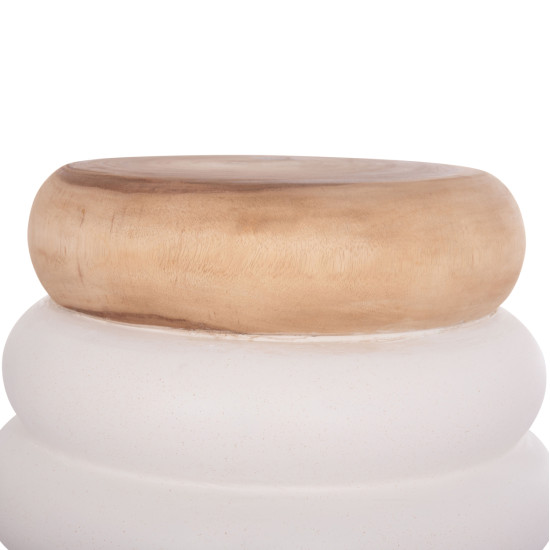 Τραπεζι βοηθητικο puffat hm18172.02 fiber cement λευκο- ξυλο teak top φ45x46υεκ. **