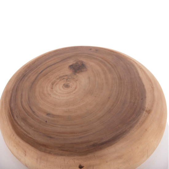 Τραπεζι βοηθητικο puffat hm18172.02 fiber cement λευκο- ξυλο teak top φ45x46υεκ. **