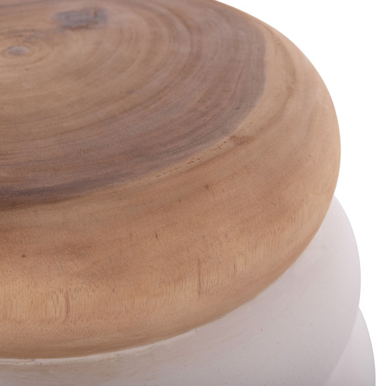 Τραπεζι βοηθητικο puffat hm18172.02 fiber cement λευκο- ξυλο teak top φ45x46υεκ. **