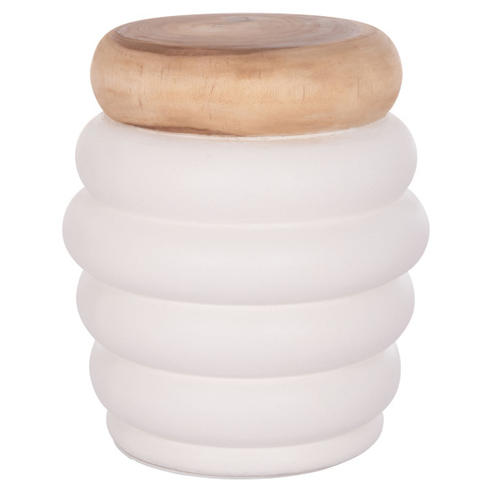 Τραπεζι βοηθητικο puffat hm18172.02 fiber cement λευκο- ξυλο teak top φ45x46υεκ. **