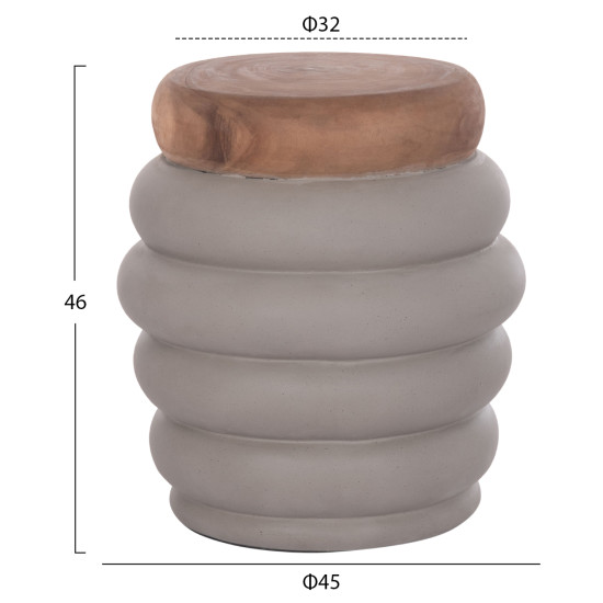 Σκαμπο puffat hm18172.03 fiber cement γκρι- ξυλο teak top φ45x46υεκ. ** Σκαμπο puffat hm18172.03 fiber cement γκρι- ξυλο teak top φ45x46υεκ. **