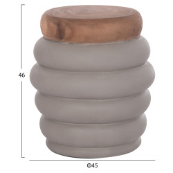 Σκαμπο puffat hm18172.03 fiber cement γκρι- ξυλο teak top φ45x46υεκ. ** Σκαμπο puffat hm18172.03 fiber cement γκρι- ξυλο teak top φ45x46υεκ. **