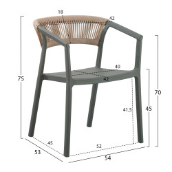 Πολυθρονα πολυπροπυλενιου bogi hm6240.05 olive green--p.p. μπεζ σχοινι 56,5x53x80υεκ ** Πολυθρονα πολυπροπυλενιου bogi hm6240.05 olive green--p.p. μπεζ σχοινι 56,5x53x80υεκ **