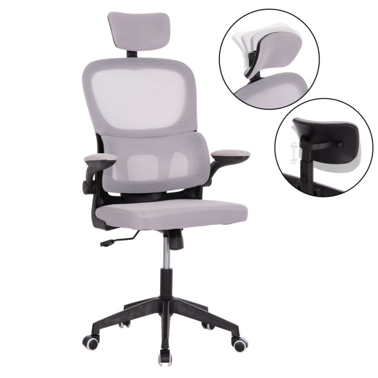 Καρεκλα γραφειου baston hm18236.02 γκρι mesh & μαυρο pp σκελετοσ 64x60x127υεκ. **