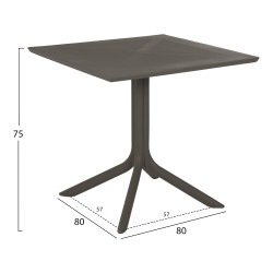 Τραπεζι πολυπροπυλενιου τετραγωνο lunar hm5930.15 dark olive 80x80x75yεκ. **