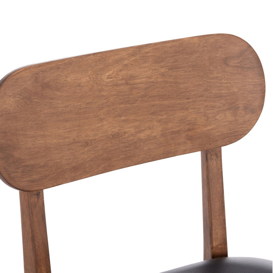 Kαρεκλα τραπεζαριασ sekor hm9945.03 καρυδι rubberwood-μαυρο pu 51x48x79υεκ **