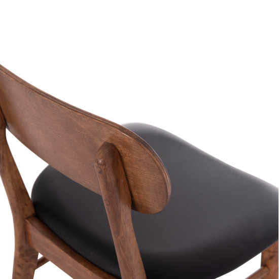 Kαρεκλα τραπεζαριασ sekor hm9945.03 καρυδι rubberwood-μαυρο pu 51x48x79υεκ **
