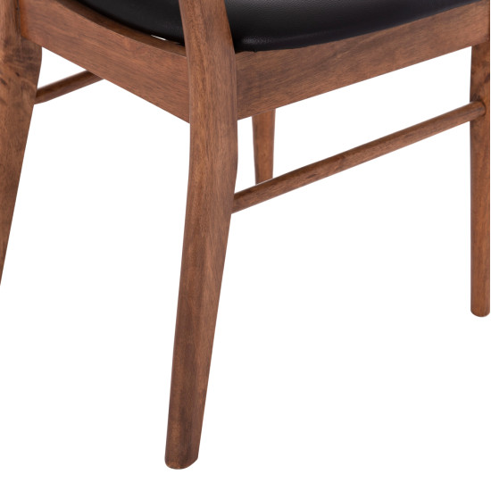 Kαρεκλα τραπεζαριασ sekor hm9945.03 καρυδι rubberwood-μαυρο pu 51x48x79υεκ **