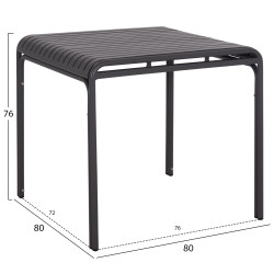 Τραπεζι τετραγωνο αλουμινιου rachel hm6338.01 γκρι 80x80x76υεκ. **