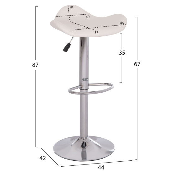 ΣΚΑΜΠO ΜΠΑΡ ΠΕΡΙΣΤΡΕΦΟΜΕΝΟ GANNA HM201.22 ΜΕ ΑΜΟΡΤΙΣΕΡ-ΛΕΥΚΟ PU 44x42x87Υεκ. - 2τεμ **