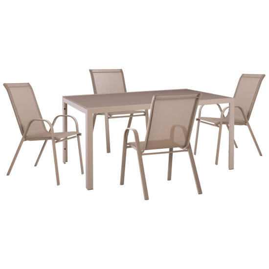 Σετ τραπεζαριασ 5τμχ ofer hm21015 τραπεζι & 4 καρεκλεσ μεταλλο σε καπουτσινο **