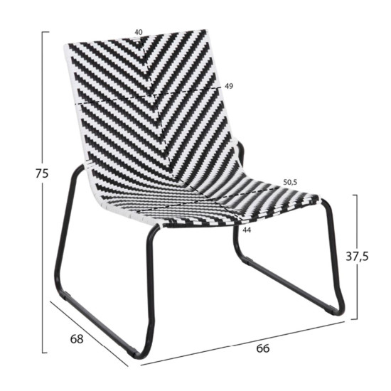 Σετ lounge 3tmx εξ.χωρου pony hm21193 μεταλλο σε γκρι--συνθ.rattan σε λευκο-μαυρο **
