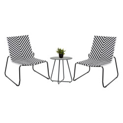 Σετ lounge 3tmx εξ.χωρου pony hm21193 μεταλλο σε γκρι--συνθ.rattan σε λευκο-μαυρο **