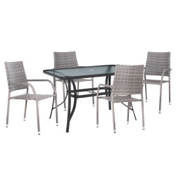 Σετ τραπεζαριασ morner hm21195 τραπεζι με 4 πολυθρονεσ--γκρι **