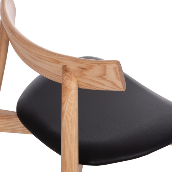 KΑΡΕΚΛΑ ΤΡΑΠΕΖΑΡΙΑΣ SEKAN HM18245.04 RUBBERWOOD-ΜΑΥΡΟ PU 60x54x72Υεκ - 2τεμ **