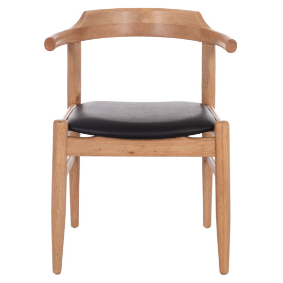 ΠΟΛΥΘΡΟΝΑ CERSEI HM9946.01 RUBBERWOOD ΣΕ LIGHT OAK & PU ΣΕ ΜΑΥΡΟ 57x53x72Υεκ - 2τεμ **
