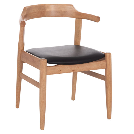 ΠΟΛΥΘΡΟΝΑ CERSEI HM9946.01 RUBBERWOOD ΣΕ LIGHT OAK & PU ΣΕ ΜΑΥΡΟ 57x53x72Υεκ - 2τεμ **