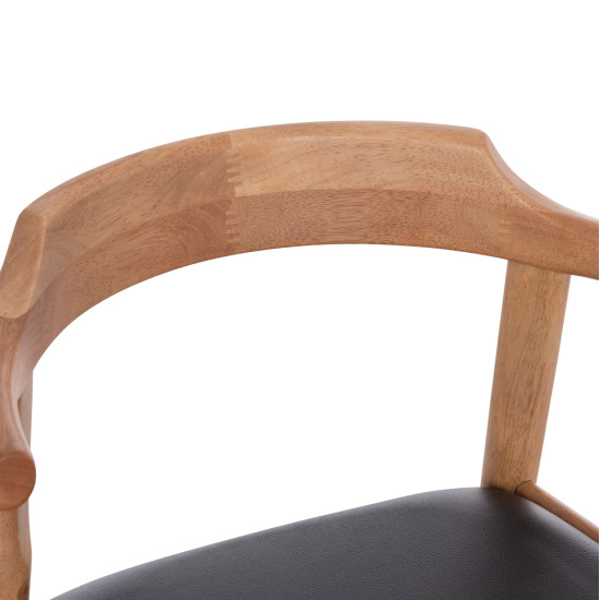 ΠΟΛΥΘΡΟΝΑ CERSEI HM9946.01 RUBBERWOOD ΣΕ LIGHT OAK & PU ΣΕ ΜΑΥΡΟ 57x53x72Υεκ - 2τεμ **